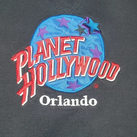 Vintage Y2K 1991 Planet Hollywood Orlando Black Sweatshirt Unisex Adult L 90s - Picture 2 of 3